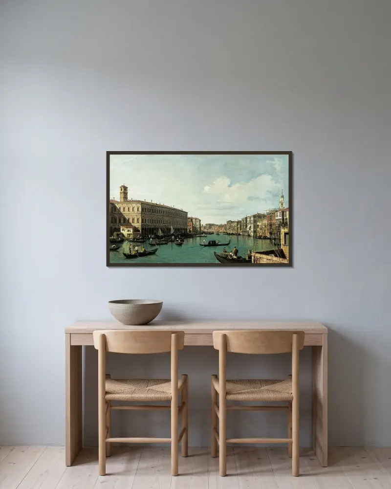 Le Grand Canal, vu du pont du Rialto av Canaletto inramad på en vägg