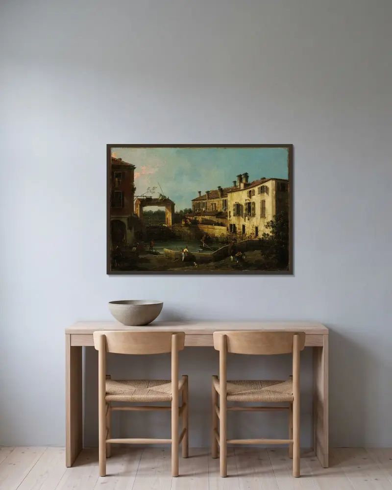 Śluza w pobliżu Dolo, Canaletto w ramie na ścianie
