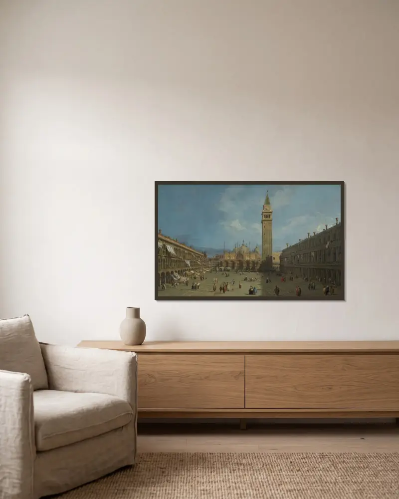 Piazza San Marco von Canaletto gerahmt an einer Wand