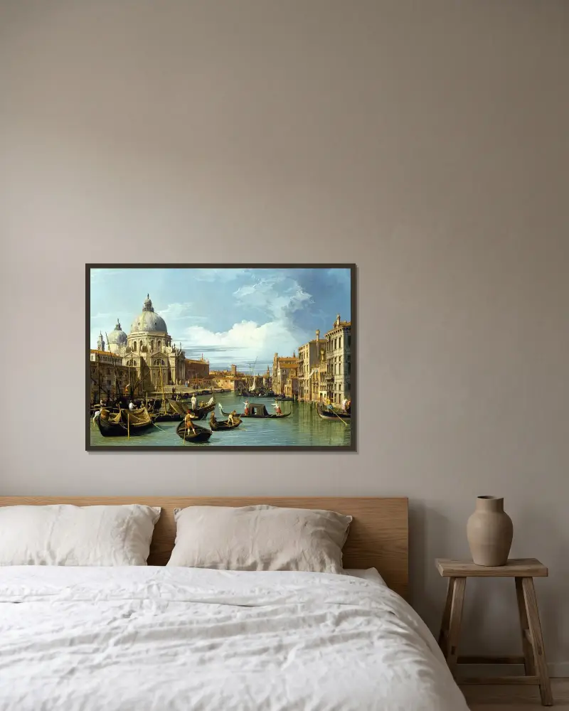 The Entrance to the Grand Canal, Venice av Canaletto inramad på en vägg
