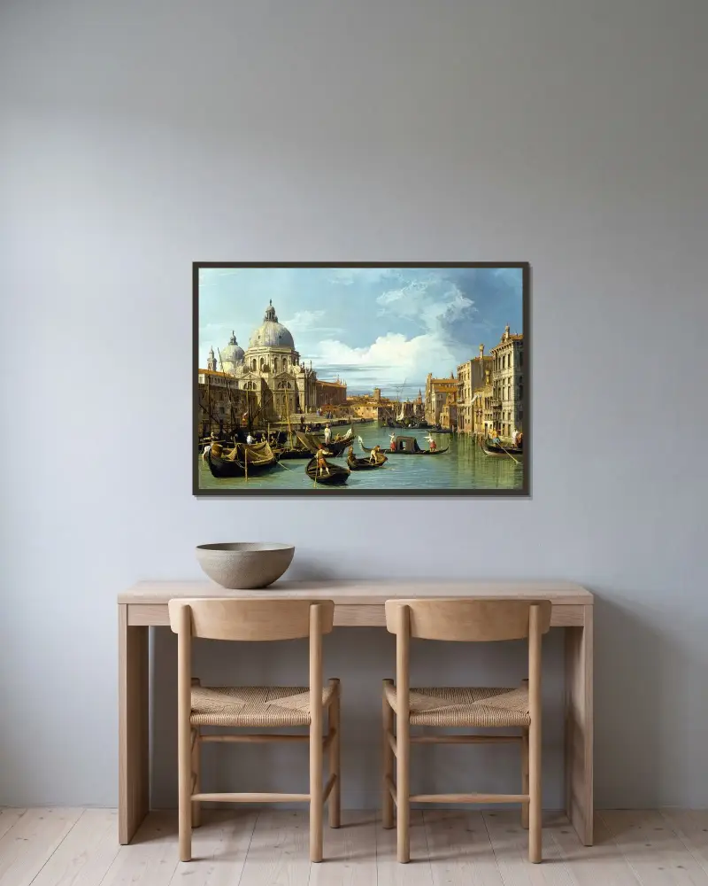 The Entrance to the Grand Canal, Venice av Canaletto inramad på en vägg