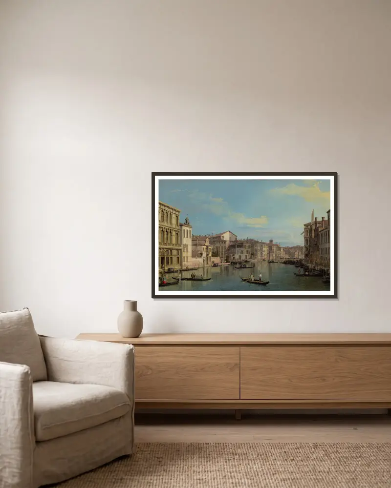 The Grand Canal in Venice from Palazzo Flangini to Campo San Marcuola av Canaletto inramad på en vägg