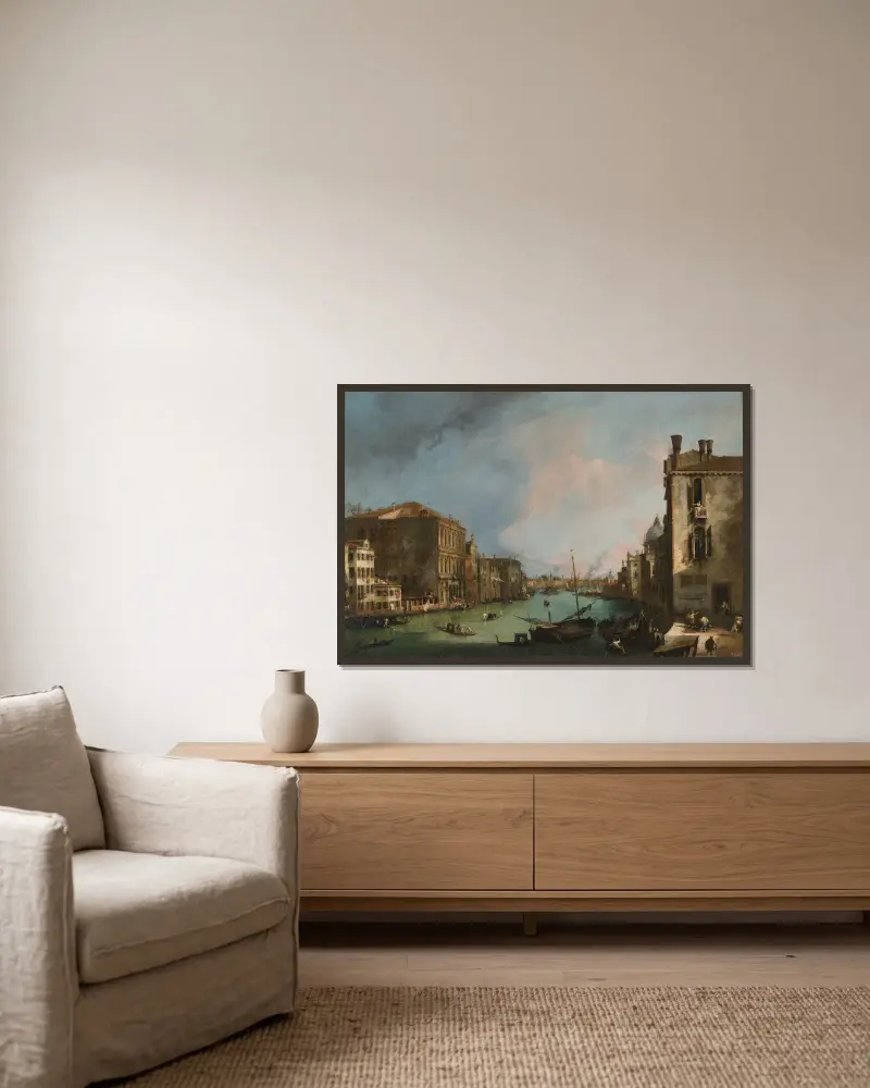 The Grand Canal in Venice with the Palazzo Corner Ca’Grande av Canaletto inramad på en vägg