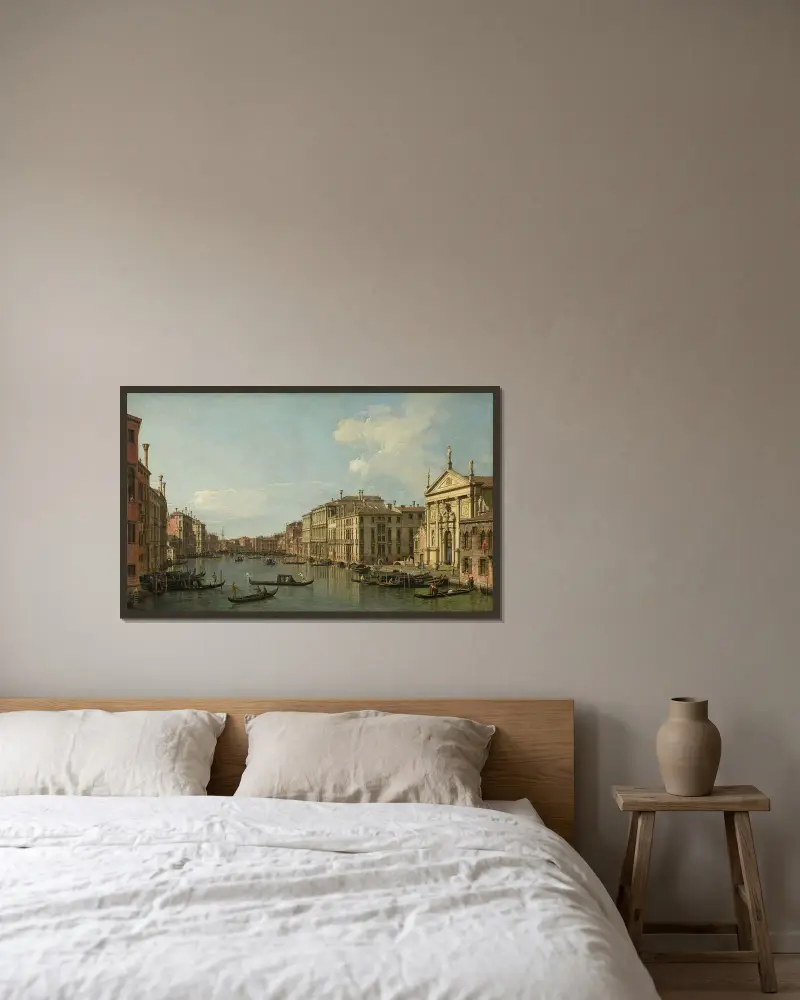 The Grand Canal, Venice, Looking South-East from San Stae to the Fabbriche Nuove di Rialto av Canaletto inramad på en vägg