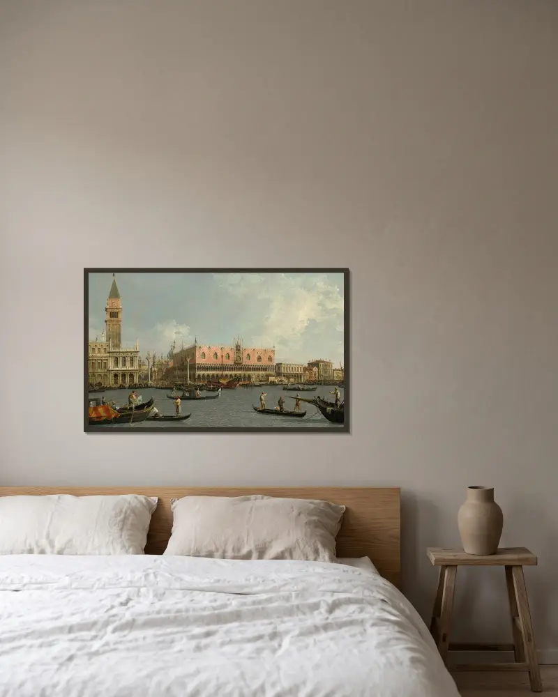 The Molo, with the Piazzetta and the Doge’s Palace, from the Bacino av Canaletto inramad på en vägg