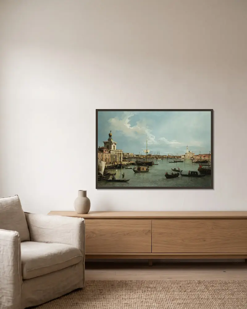 Venice, the Bacino di San Marco from the Canale della Giudecca av Canaletto inramad på en vägg