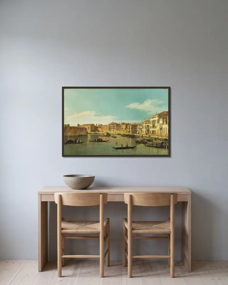 Venice, the Canale di Santa Chiara av Canaletto inramad på en vägg