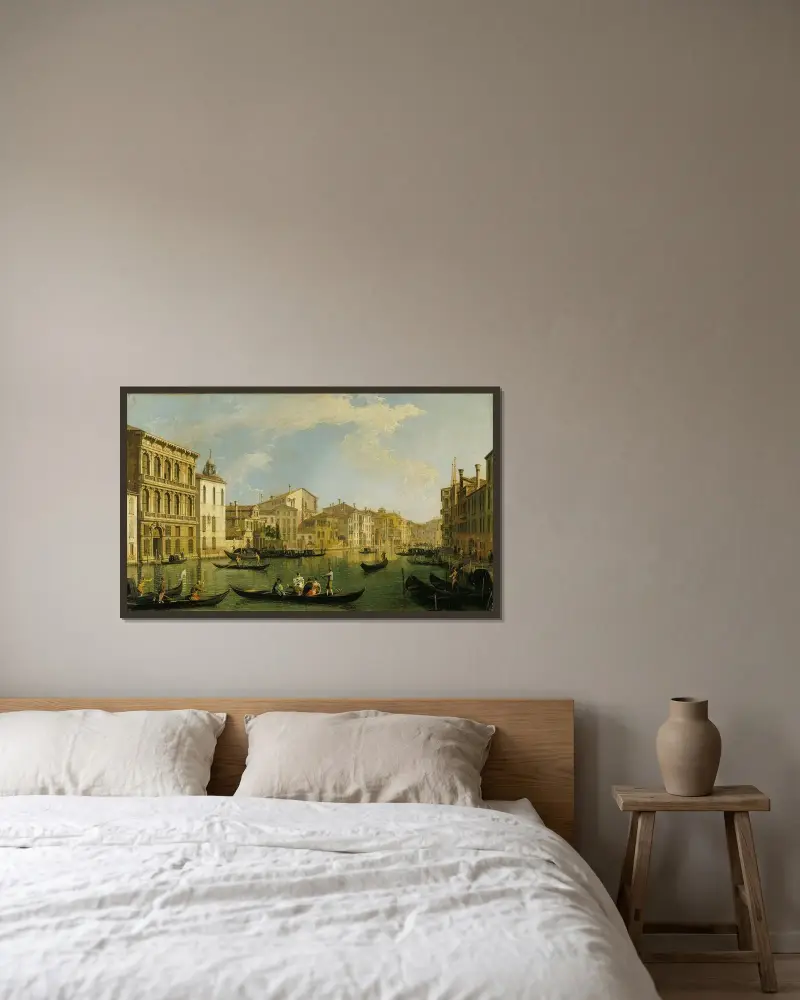 Venedig, Canal Grande från Palazzo Flangini till San Marcuola av Canaletto inramad på en vägg