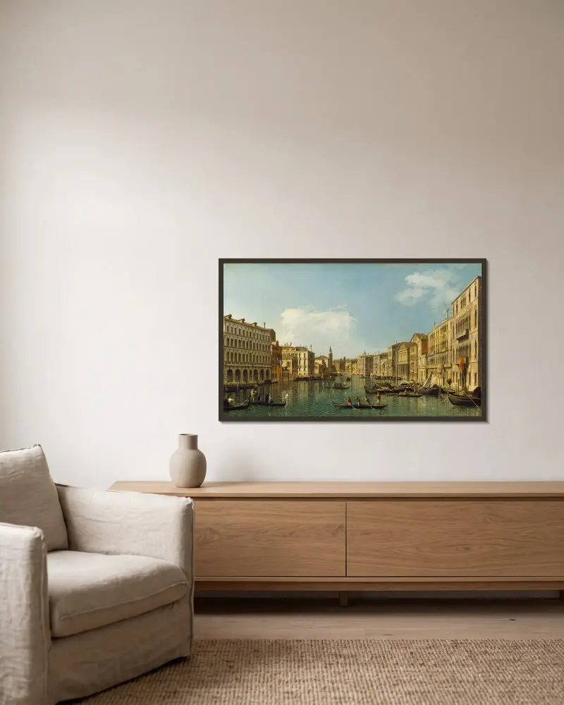 Venice, the Grand Canal from the Palazzo Foscari to the Carità av Canaletto inramad på en vägg