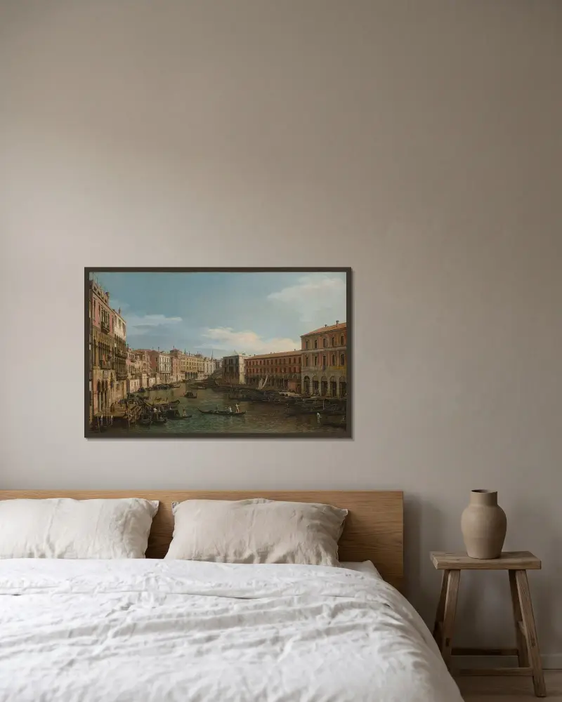 Venice, the Grand Canal looking South, from the Ca’ Da Mosto toward the Rialto Bridge av Canaletto inramad på en vägg