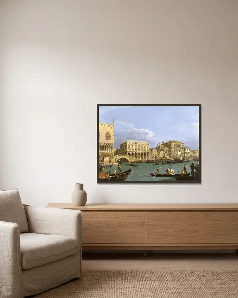 View of the Riva degli Schiavoni, Venice av Canaletto inramad på en vägg