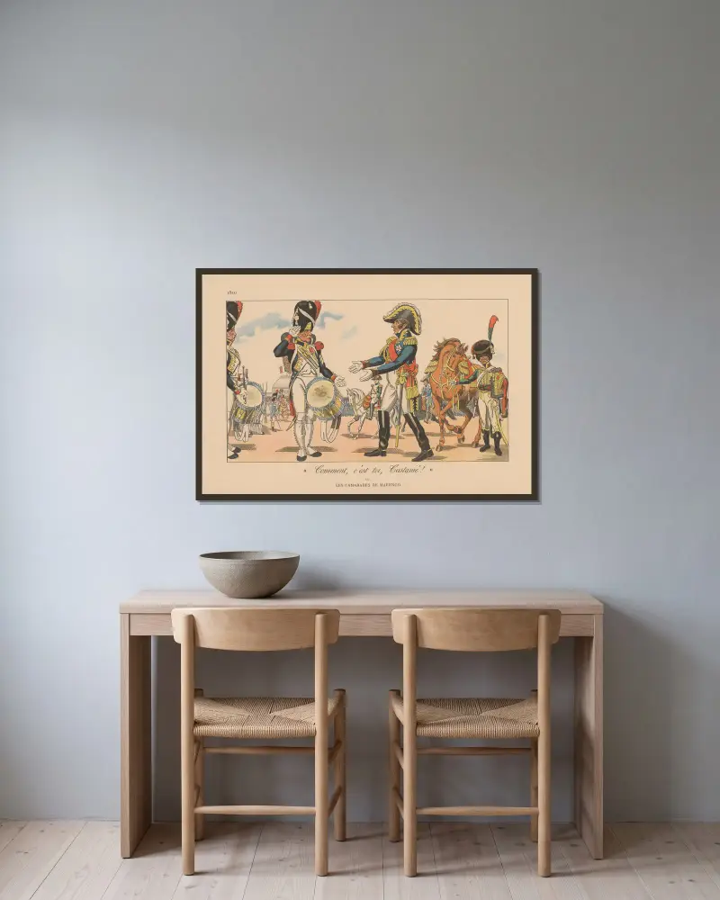 Comment, C’est Toi, Castanie Ou Les Camarades de Marengo. 1810 av Caran d'Ache inramad på en vägg