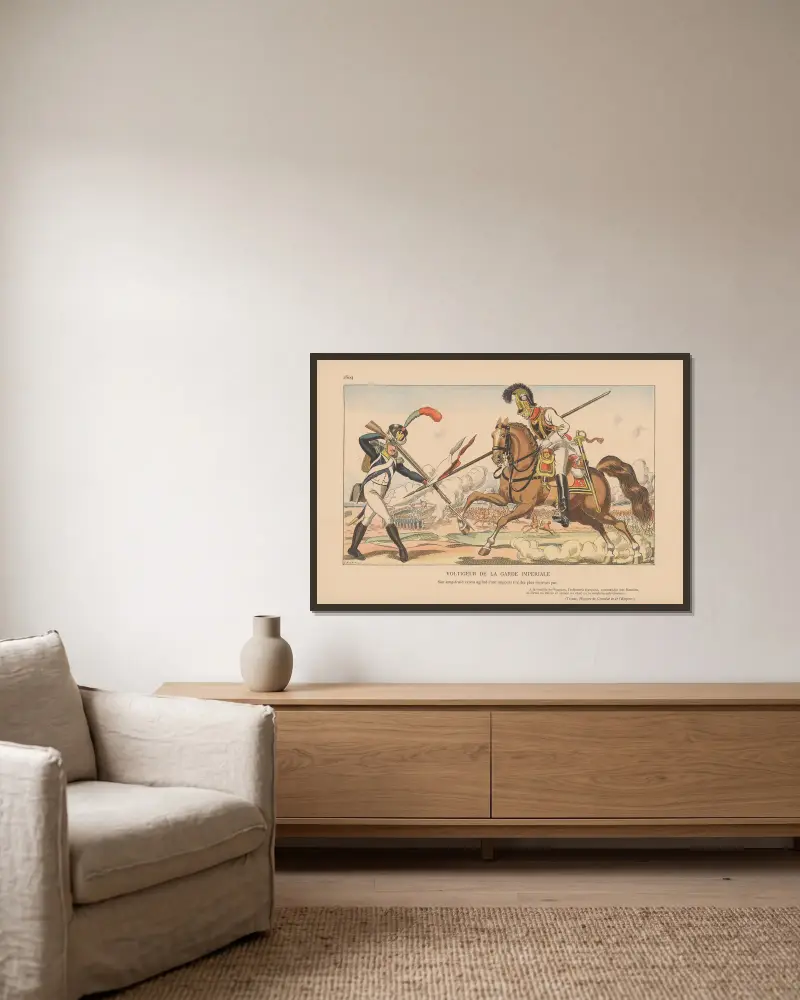 Voltigeur de la Garde Imperiale. 1809 av Caran d'Ache inramad på en vägg