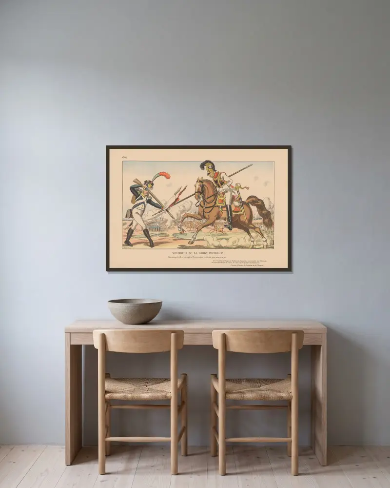 Voltigeur de la Garde Imperiale. 1809 av Caran d'Ache inramad på en vägg