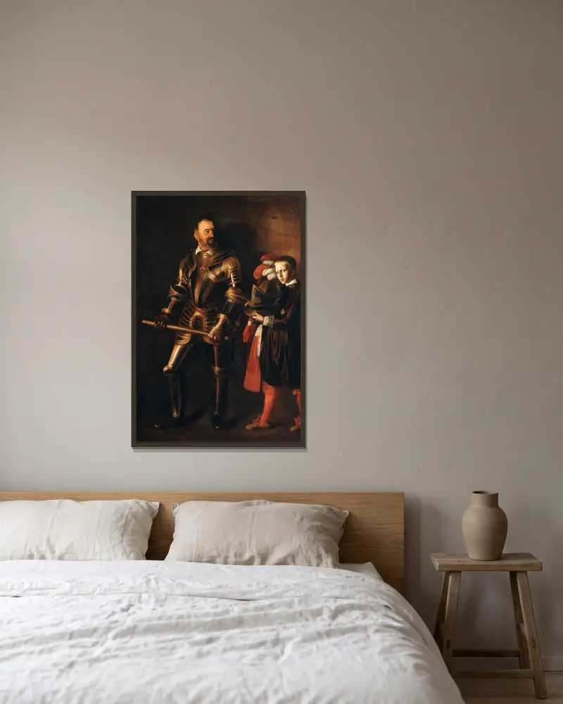 Alof de Wignacourt av Caravaggio inramad på en vägg