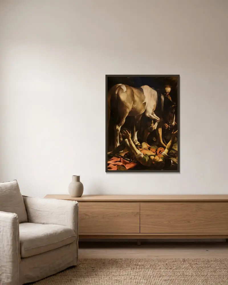 Obrácení svatého Pavla, 1600 – č. 1, Caravaggio v rámu na stěně