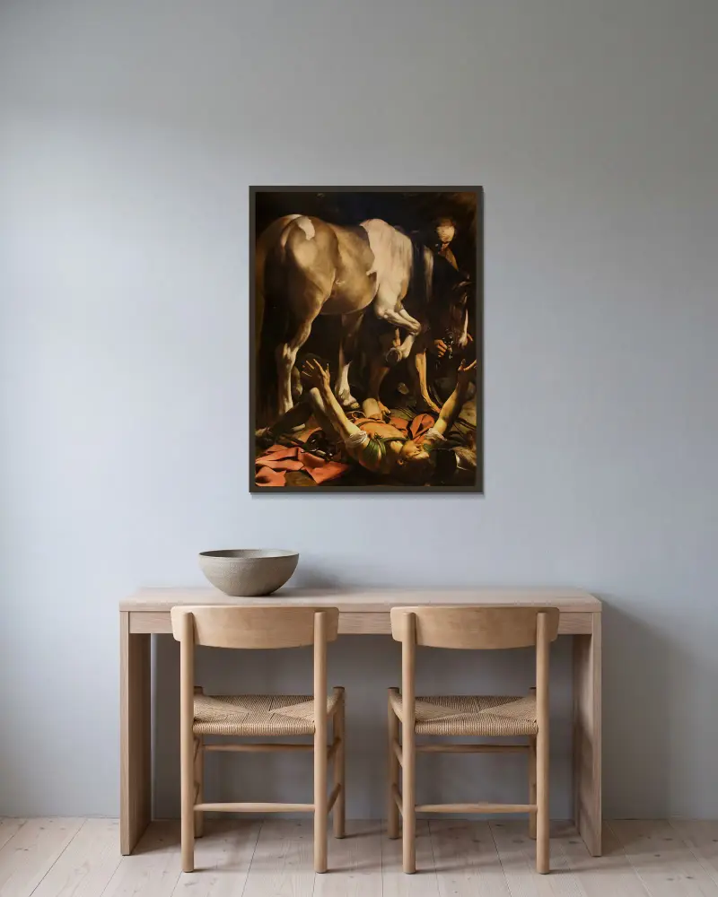 Obrácení svatého Pavla, 1600 – č. 1, Caravaggio v rámu na stěně