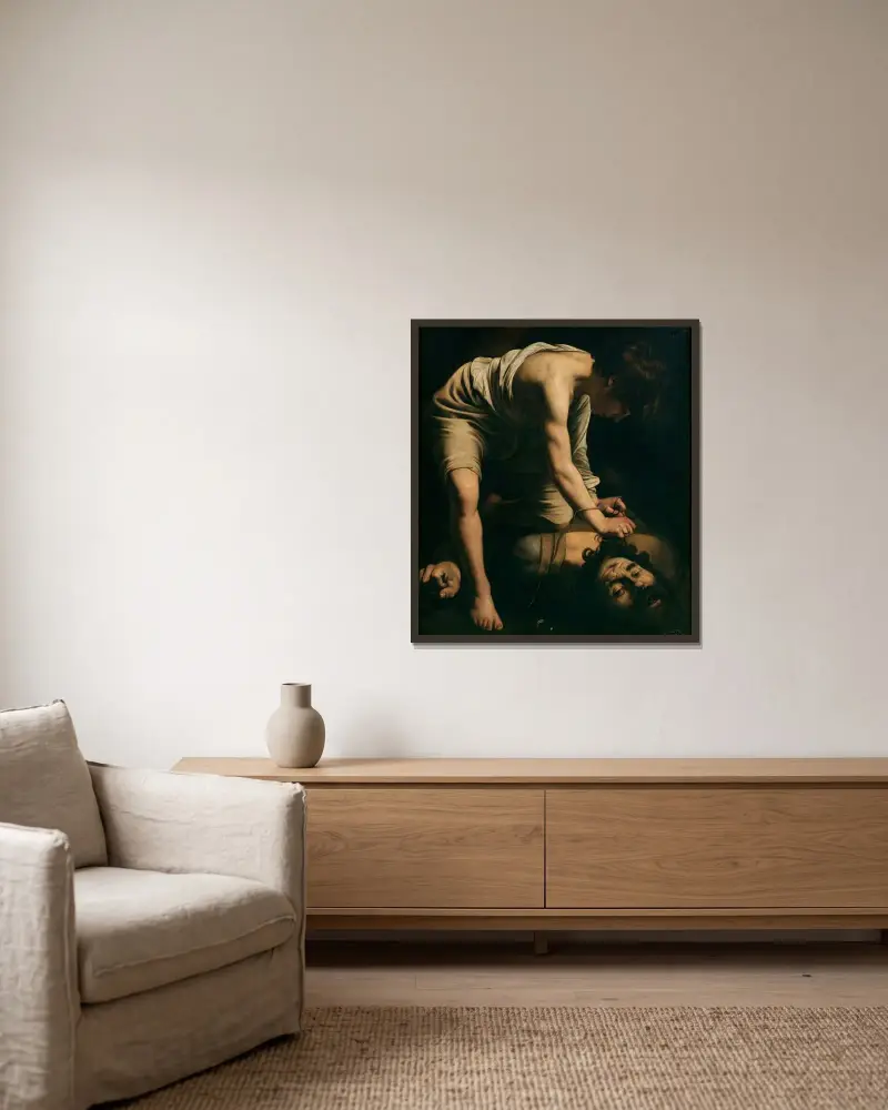 David a Goliáš, Caravaggio v rámu na stěně