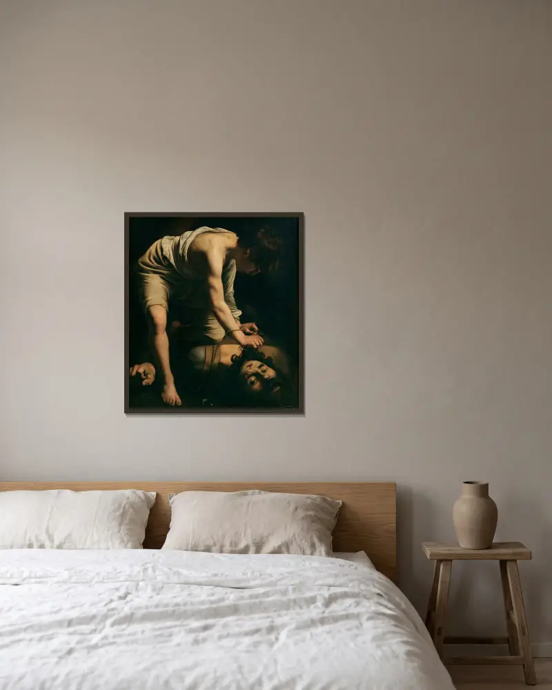 David a Goliáš, Caravaggio v rámu na stěně