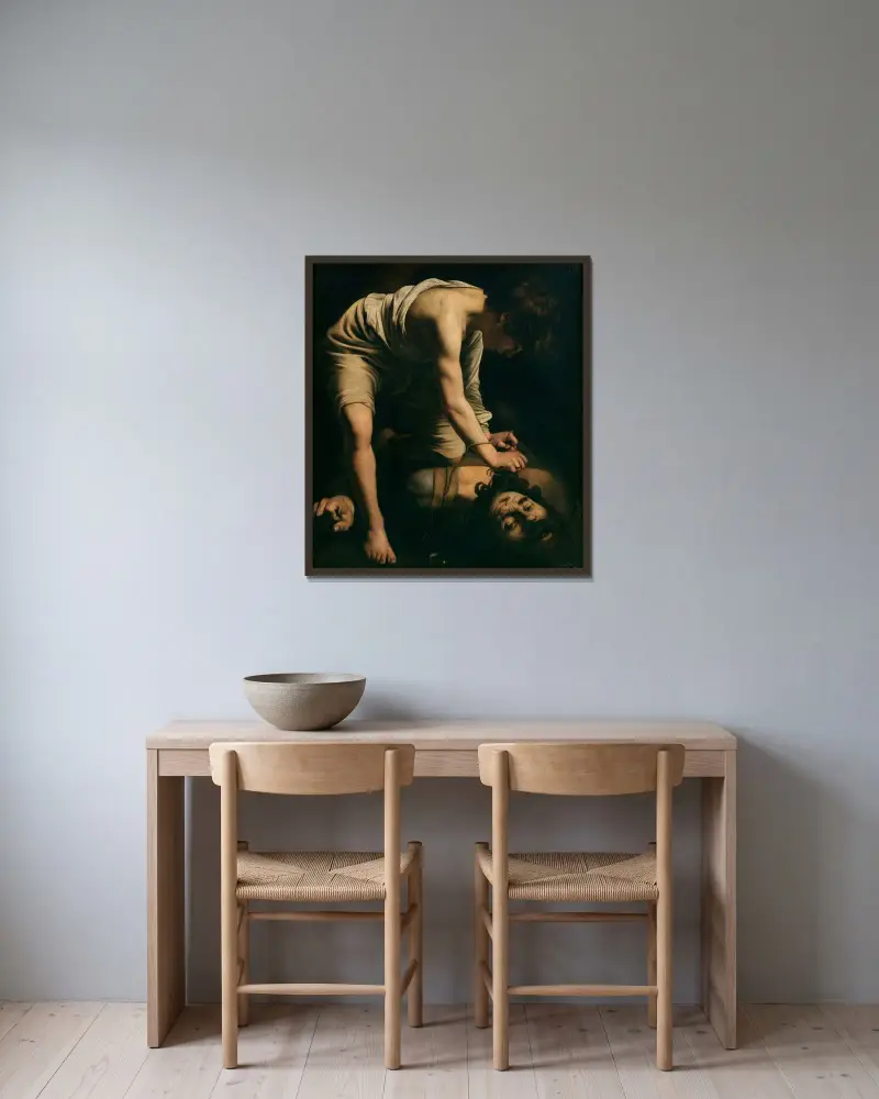 David a Goliáš, Caravaggio v rámu na stěně