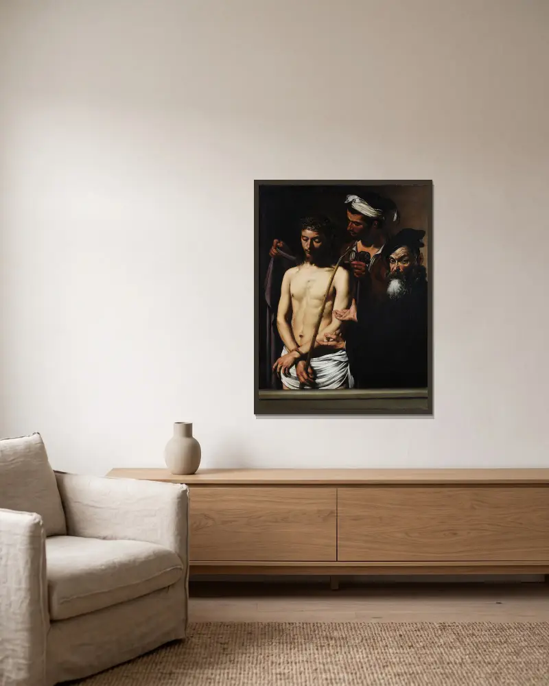 Ecce Homo von Caravaggio gerahmt an einer Wand