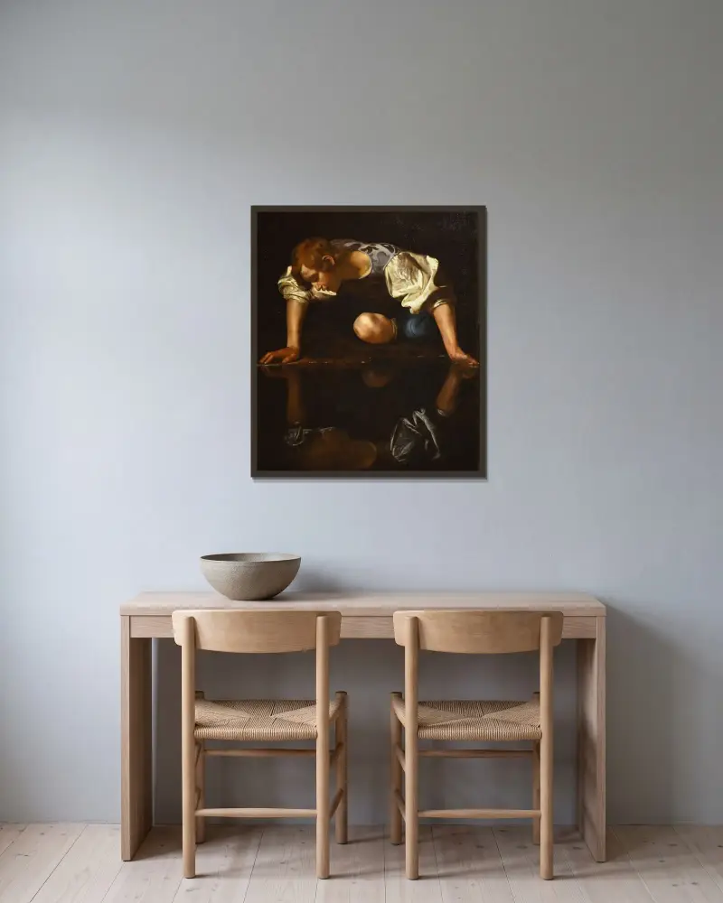 Narcis, Caravaggio v rámu na stěně