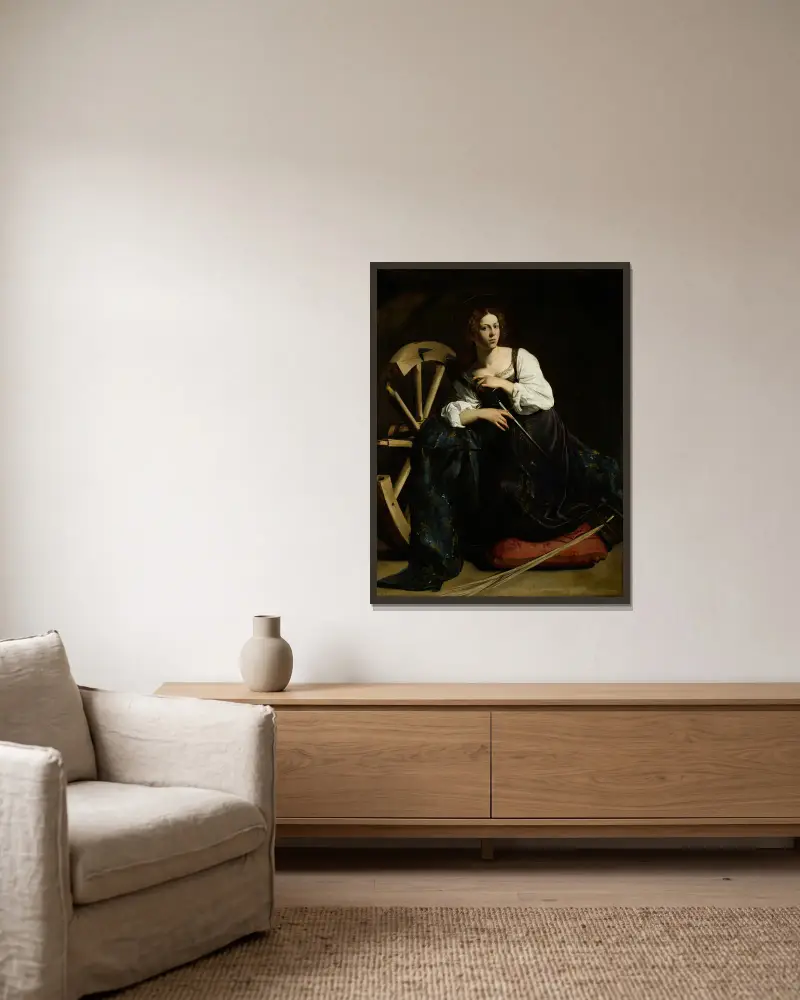 Saint Catherine of Alexandria av Caravaggio inramad på en vägg