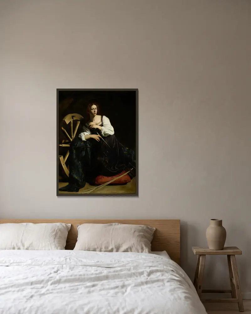 Saint Catherine of Alexandria av Caravaggio inramad på en vägg