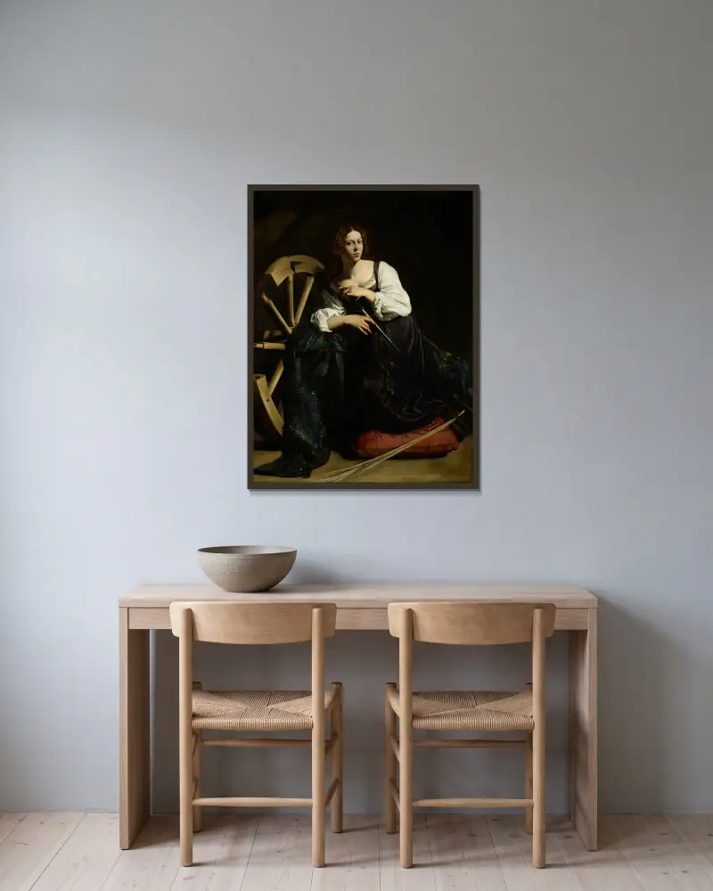 Saint Catherine of Alexandria av Caravaggio inramad på en vägg