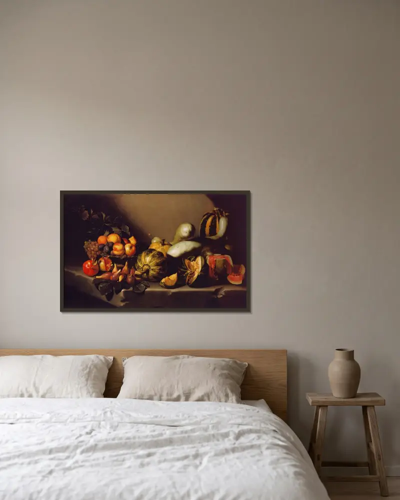 Martwa natura z owocami, Caravaggio w ramie na ścianie
