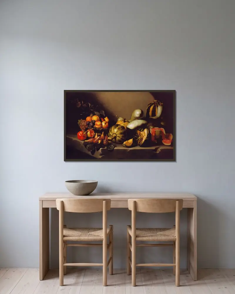 Martwa natura z owocami, Caravaggio w ramie na ścianie