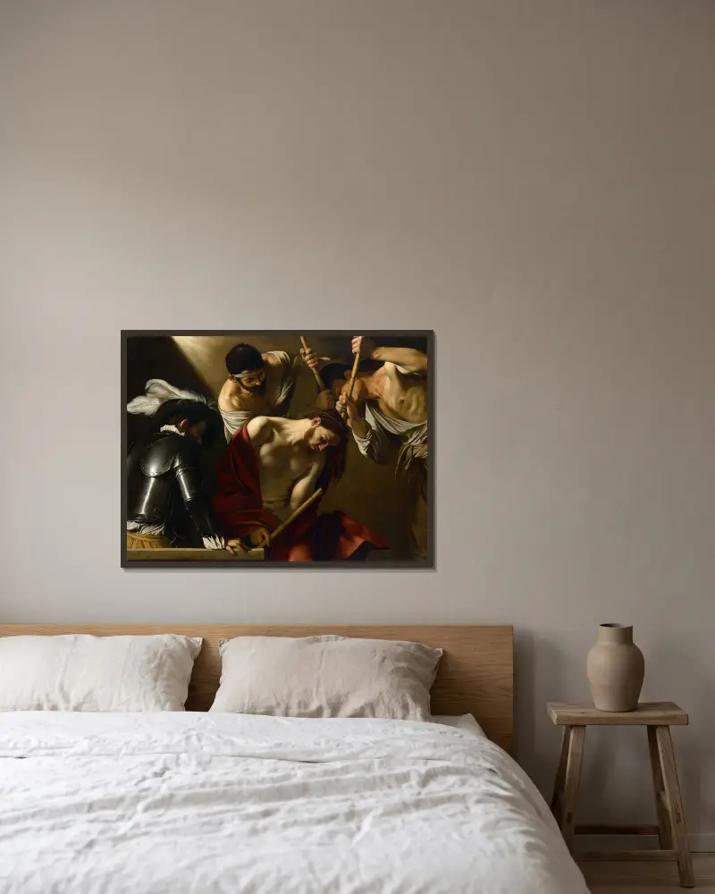 Korunování trnovou korunou, Caravaggio v rámu na stěně