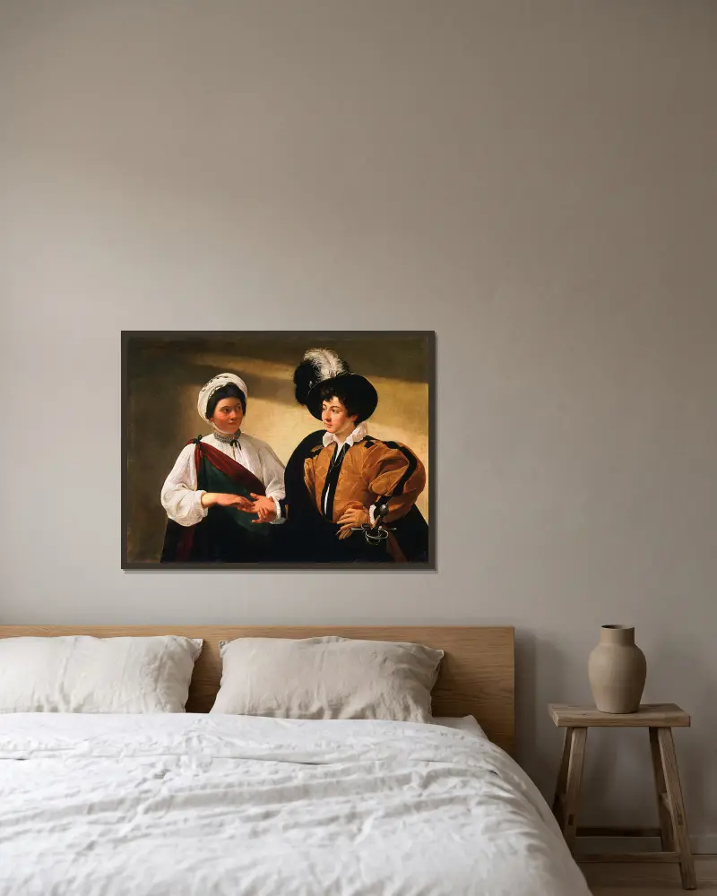 Věštkyně, Caravaggio v rámu na stěně