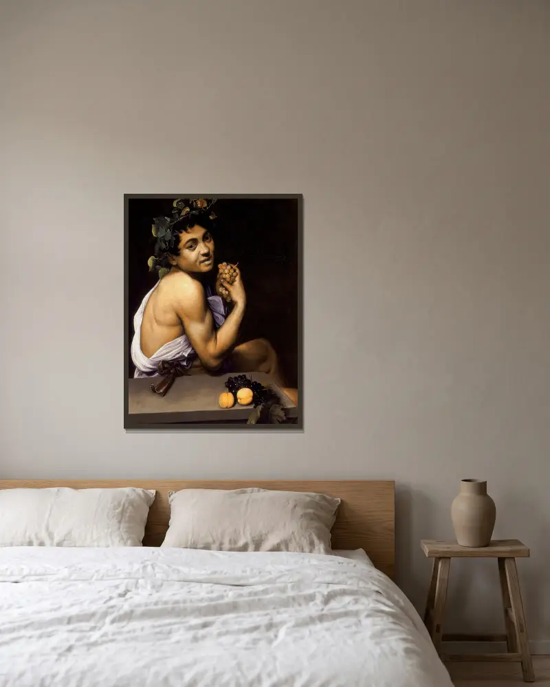 Młody chory Bachus, Caravaggio w ramie na ścianie