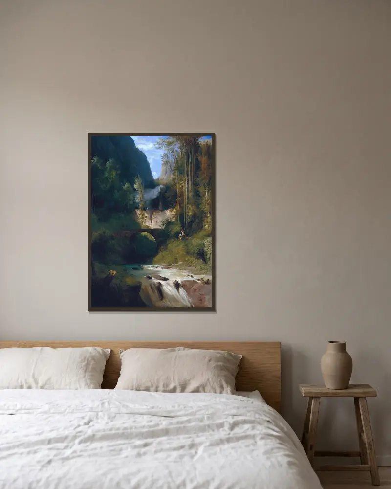 Gorge near Amalfi av Carl Blechen inramad på en vägg