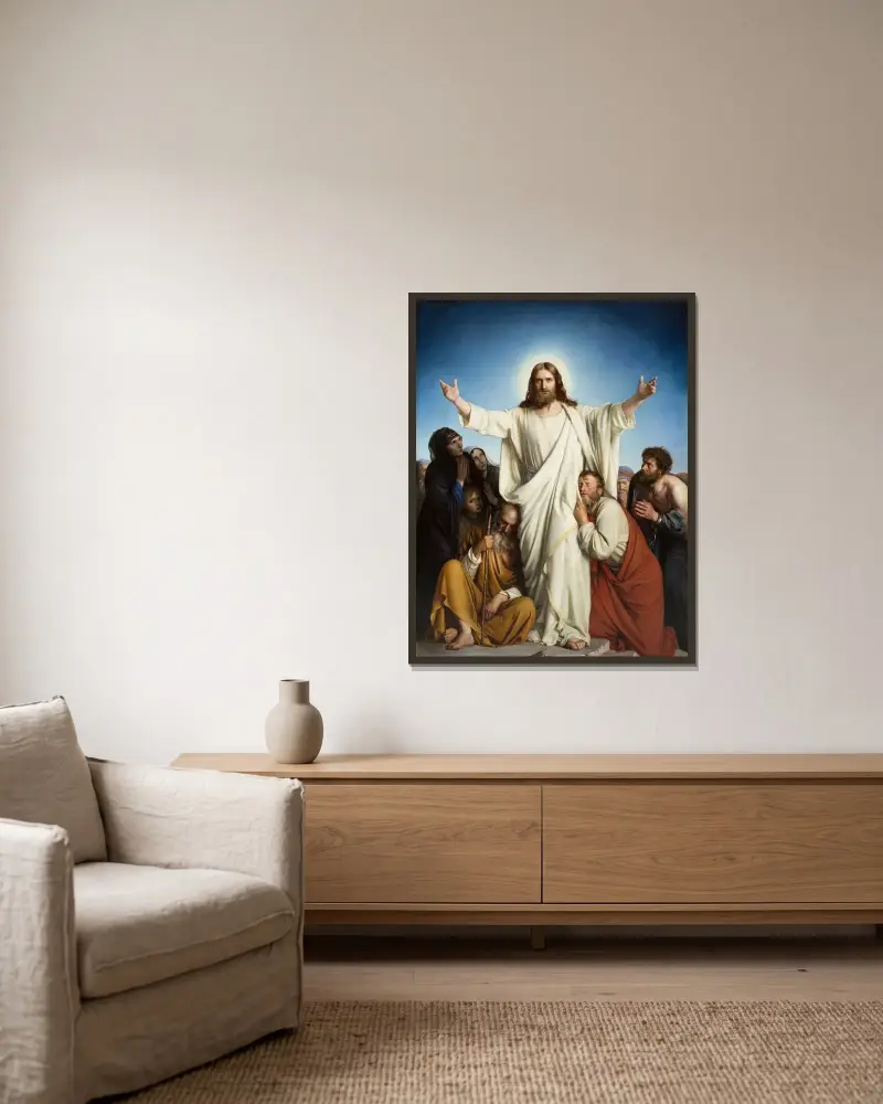 Christus Consolator von Carl Bloch gerahmt an einer Wand