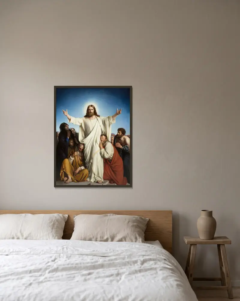 Christus Consolator von Carl Bloch gerahmt an einer Wand