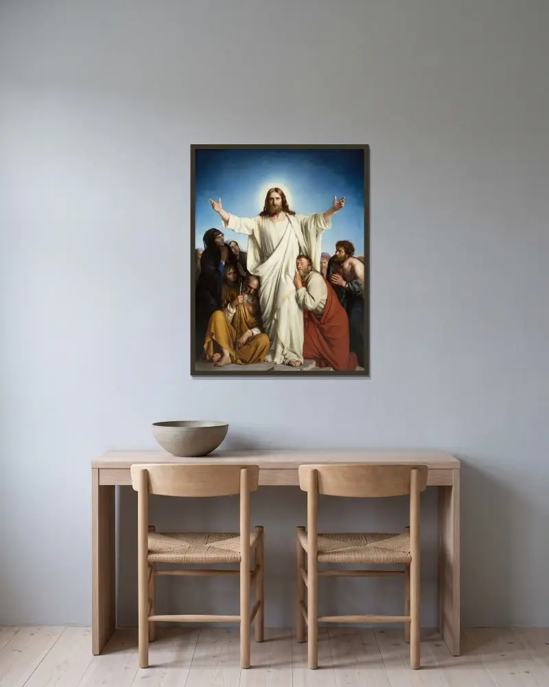 Christus Consolator von Carl Bloch gerahmt an einer Wand