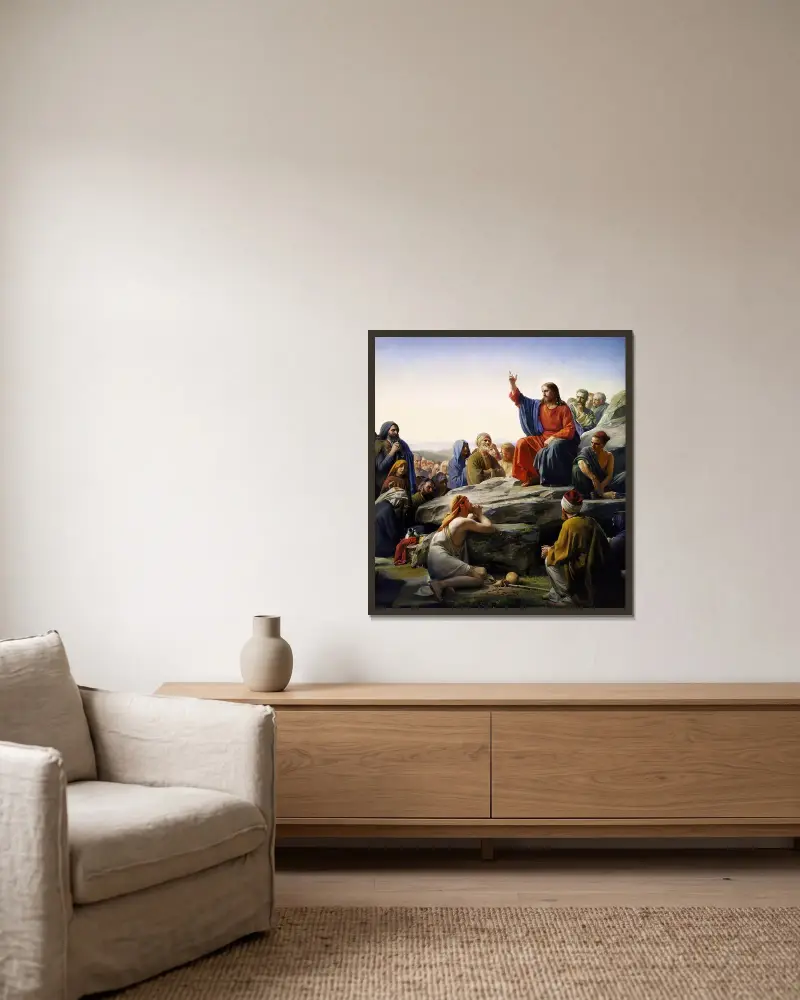Die Bergpredigt von Carl Bloch gerahmt an einer Wand