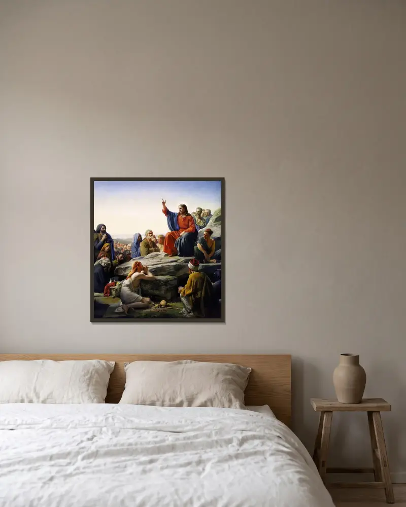 Die Bergpredigt von Carl Bloch gerahmt an einer Wand