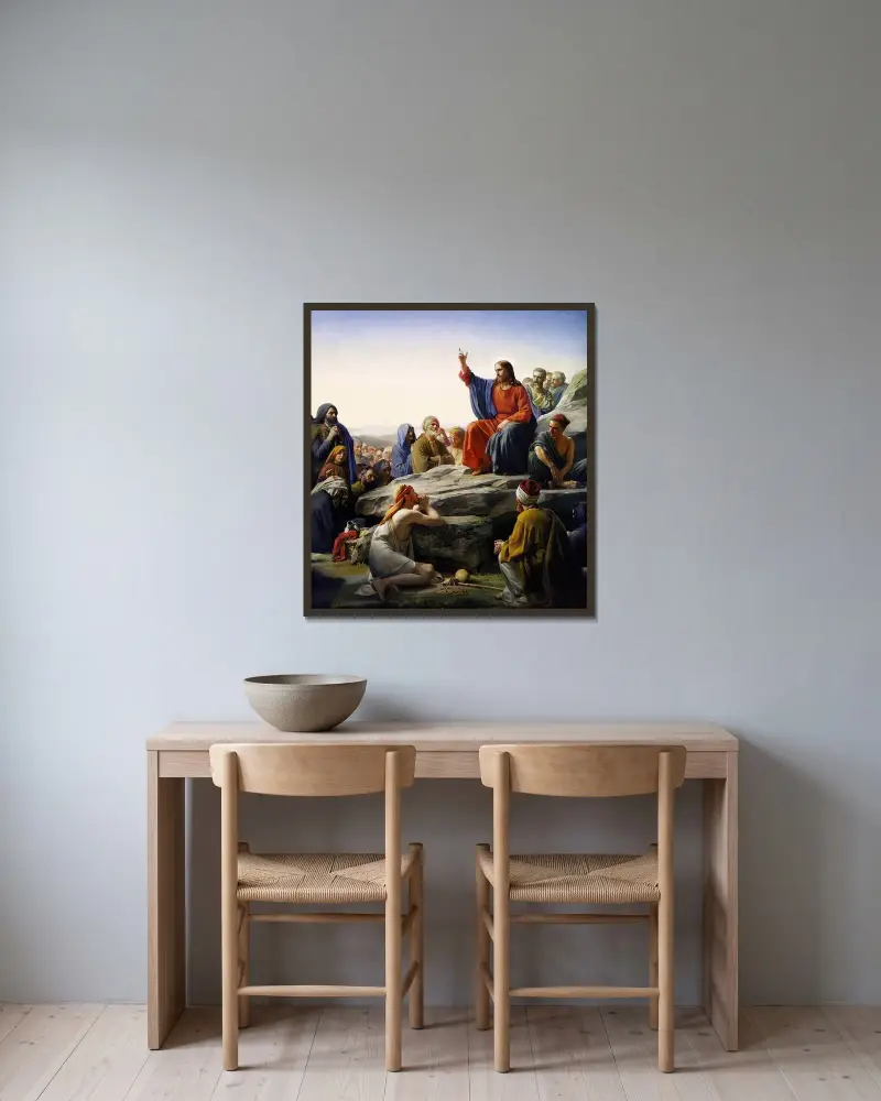 Die Bergpredigt von Carl Bloch gerahmt an einer Wand