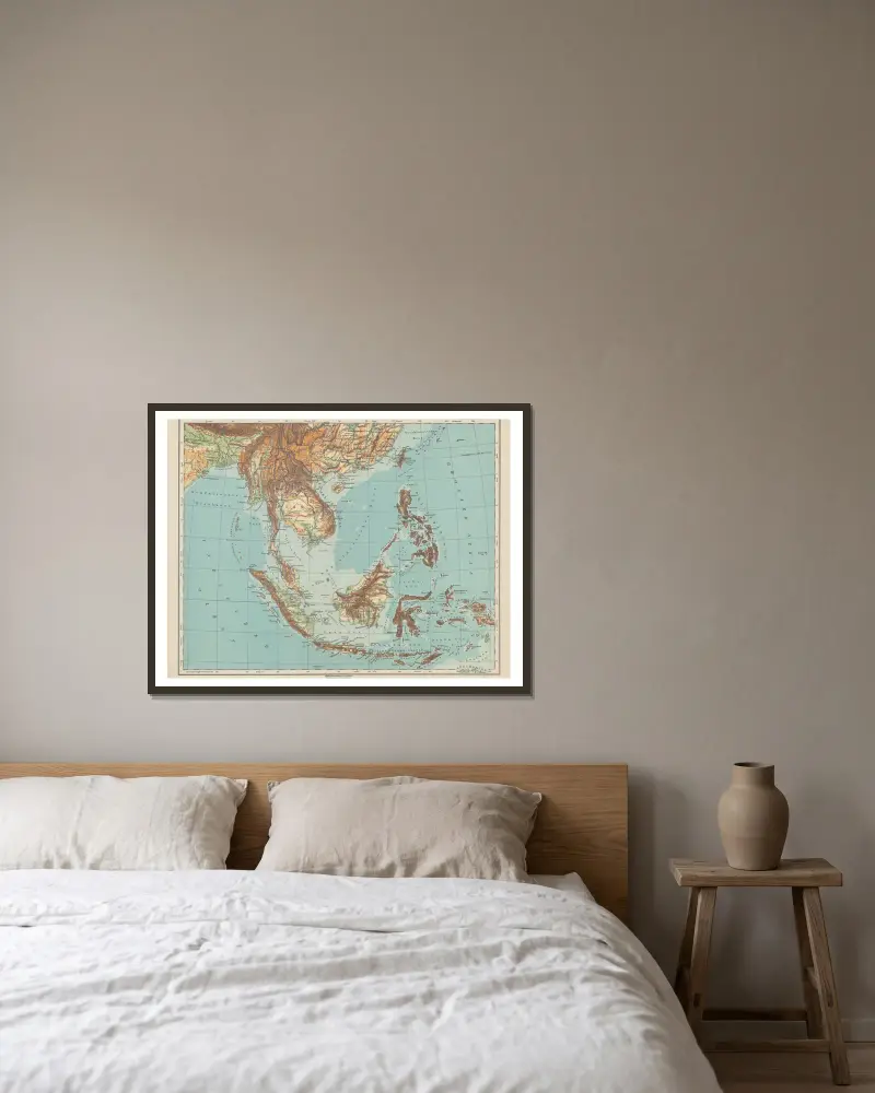 Hinterindien und Ostindische Inseln av Carl Diercke inramad på en vägg