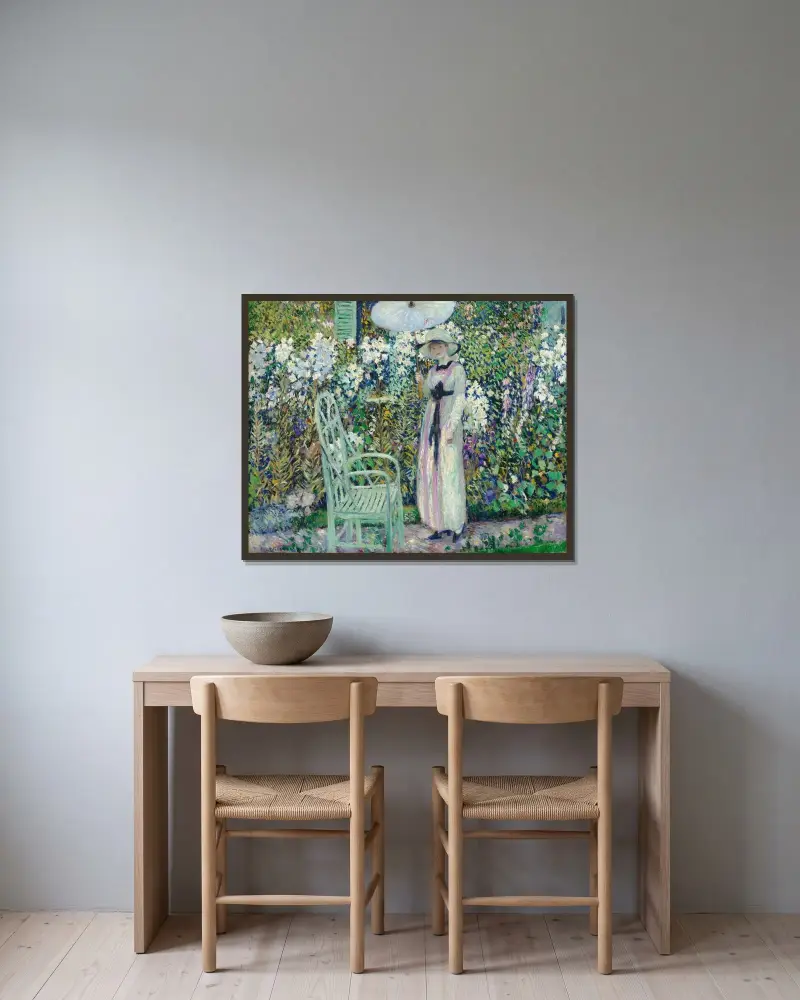 Vita liljor av Frederick Carl Frieseke inramad på en vägg