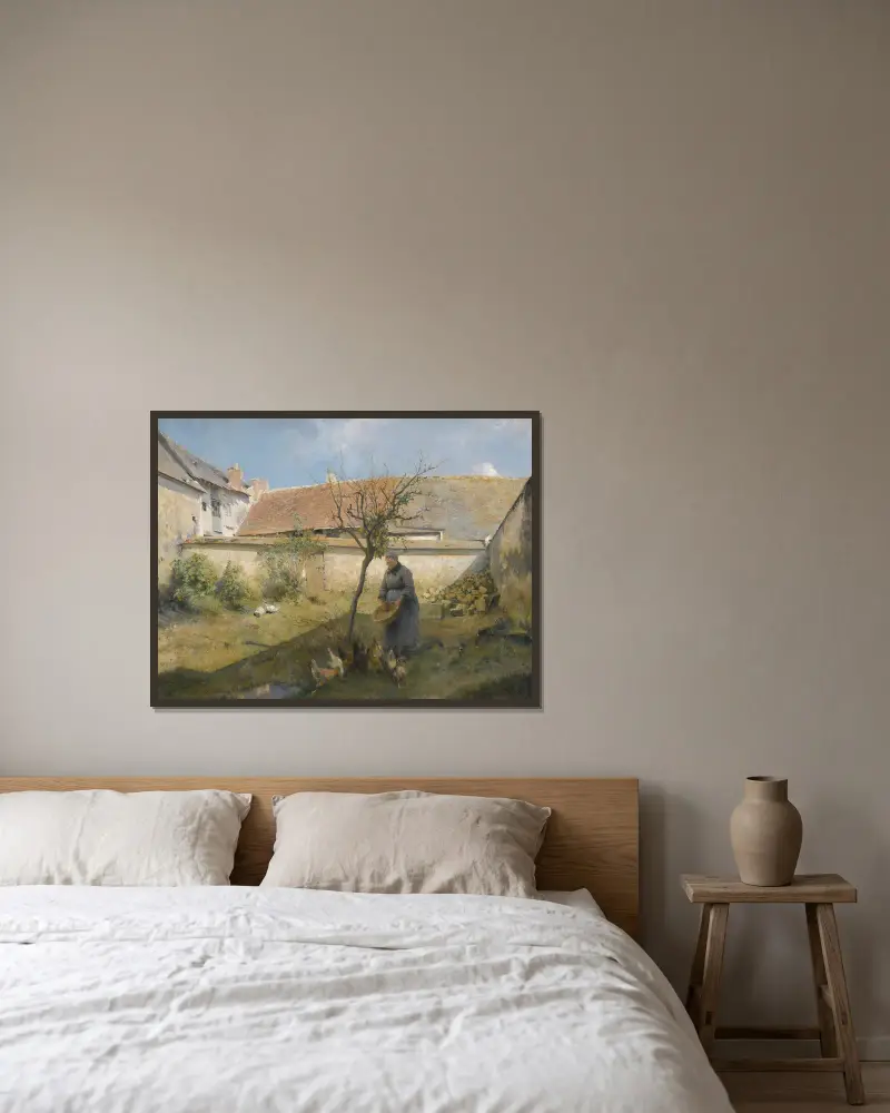 Auf dem Lande von Carl Larsson gerahmt an einer Wand