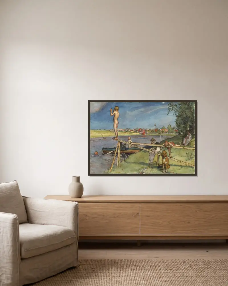 Příjemné koupaliště, Carl Larsson v rámu na stěně