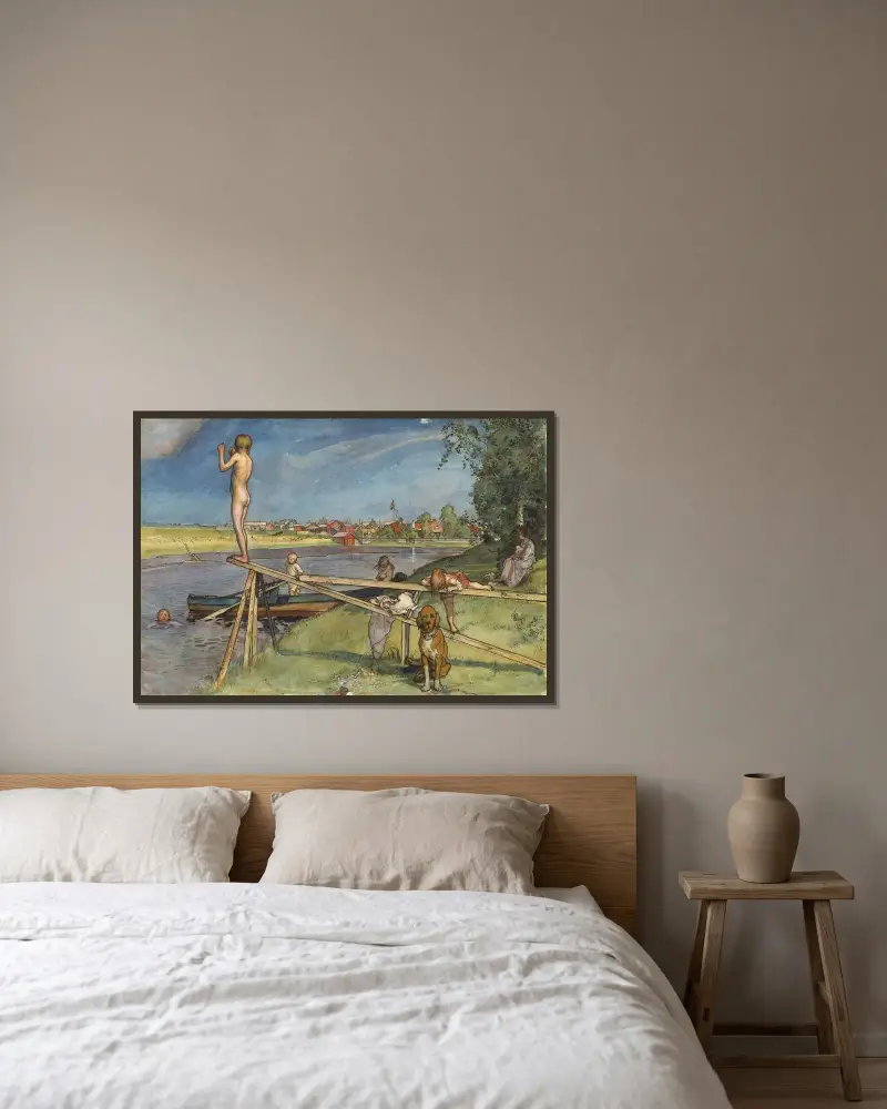 Příjemné koupaliště, Carl Larsson v rámu na stěně