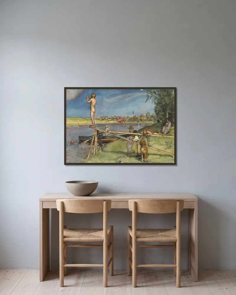 Příjemné koupaliště, Carl Larsson v rámu na stěně
