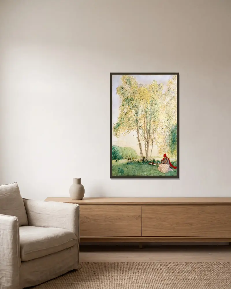 Pod břízami, Carl Larsson v rámu na stěně