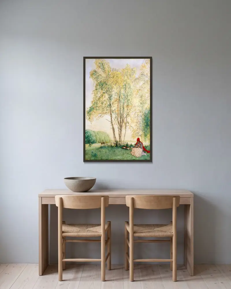 Pod břízami, Carl Larsson v rámu na stěně