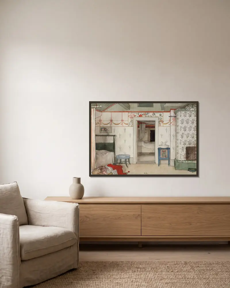 Britas Nickerchen von Carl Larsson gerahmt an einer Wand